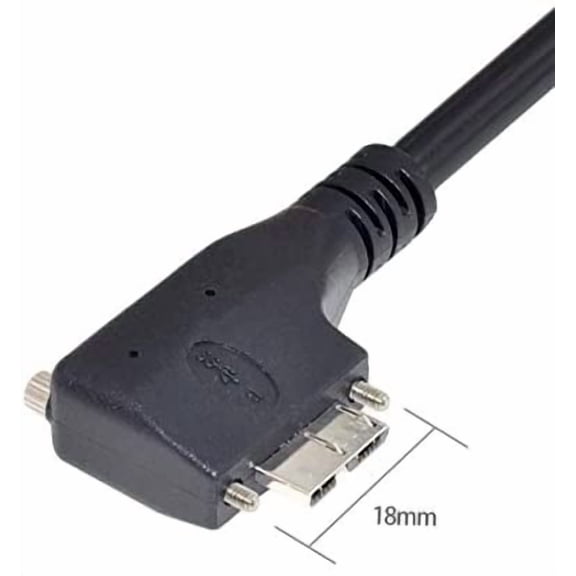 ASIASN-Cablecc Dual Screws 90 Degree Left Angled Micro USB Mount to USB3.0 Data Cable for Industrial Camera 5M
