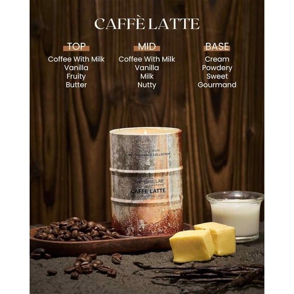 ASIASN-Caffe Latte Scented Candles Natural Non Toxic, Aromatherapy Candle for Stress Relief Meditation Relaxing, Housewarming Gifts for Women Men, 11.3oz 70 Hour Long Burning