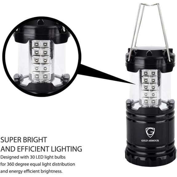 ASIASN-Camping Lanterns for Power Outages 4 Pack, Camping Essentials Lantern, Emergency Led Battery Operated Lights, Survival Kit and Gear for Hurricane (Multicolor)