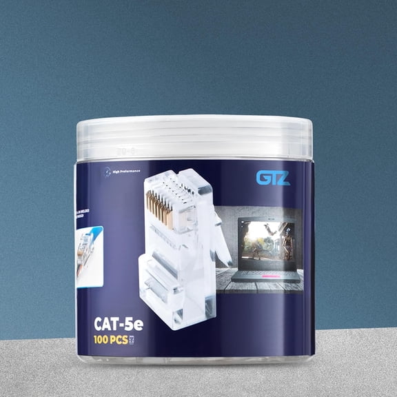 ASIASN-Cat5e RJ45 Pass Through Connector 100-Pack - EZ Cat 5e Pass Through RJ45 Connectors - Cat 5e Connectors - Ethernet Connector, Ethernet Plug - for Solid or Stranded UTP Network Cable