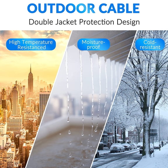 ASIASN-Cat6 Outdoor Ethernet Cable 35ft, Heavy Duty Double Jackets Internet Cord, Waterproof, Direct Burial, (from 25FT to 500 FT) Support PoE Cat6 Cat5e Cat5 Network, Cat 6 RJ45 Patch Cable with 25