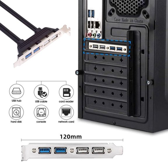 ASIASN-ChenYang USB Front Panel Header 9/10Pin & 19/20Pin to 2 USB 2.0 & 2 USB 3.0 Female Chassis Back Panel Port Extension Cable 0.5M with 12cm PCI-E Slot Bracket