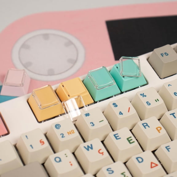 ASIASN-Cherry Profile PBT Keycaps Retro Blue Colors 1U R4 Keycap for MX switches Mechanical Keyboard (Retro Blue, 20pcs)