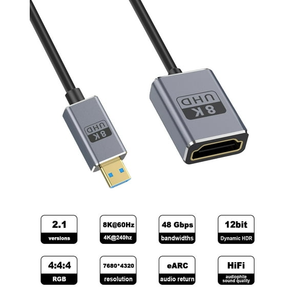 ASIASN-Coaxial 8K Micro HDMI to HDMI Extension Coiled Cable with 8K@60Hz, 4K@240Hz, 48Gbps HDMI to Micro HDMI 2.1 Cable for Samsung G8,G9, Camera, Raspberry Pi 5 4, GoPro Hero, Cam Link 1FT-1.5FT