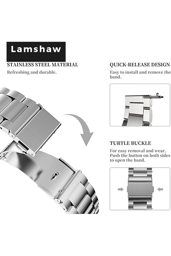 -Compatible with Cubitt Viva Pro Smart Watch Band, Quick Release Stainless Steel Metal Replacement Strap Bracelet Compatible for Cubitt Viva Pro, Viva, Aura Pro 2, 1 / Aura 2, 1 / Terra Smart