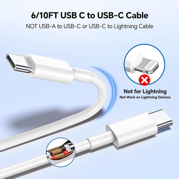 ASIASN-Compatible with Phone 16 15 17 Charger, 2Pack 20W Fast Charging Wall Charger Block Cubes with 6/10FT USB C to USB C Cable Compatible with Phone 16/Plus/Pro Max/15/Plus/Pro Max/iPad Pro - White