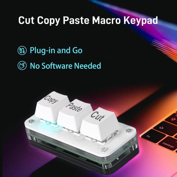 ASIASN-Copy Keyboard, Cut Copy Paste Keypad, One Handed Macro Keypad, Programmable Mechanical Keyboard for Working and Gaming, Shortcut Keyboard for PC, MAC, Laptop (White)