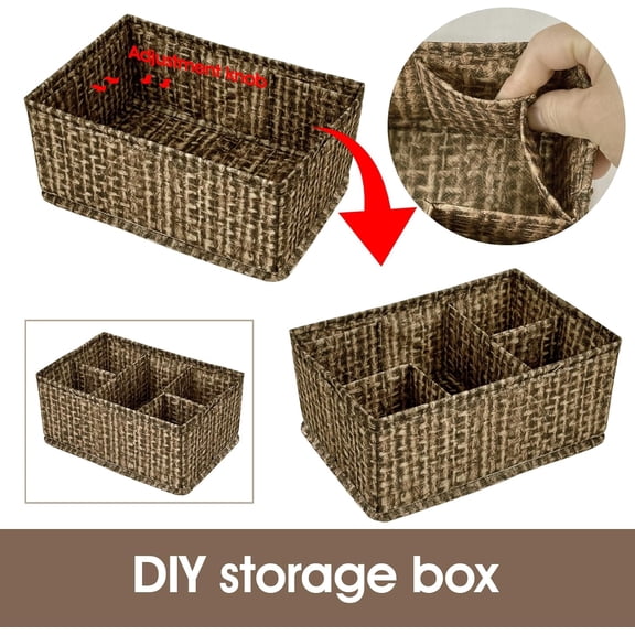 ASIASN-Cosmetic Storage Bins Makeup Organizer, Adjustable Multifunction Storage Box Desk Drawer Divider for Makeup Brushes, Bathroom Countertop or Dresser, Set of 4