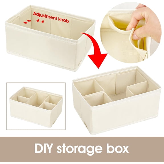 ASIASN-Cosmetic Storage Bins Makeup Organizer, Adjustable Multifunction Storage Box Desk Drawer Divider for Makeup Brushes, Bathroom Countertop or Dresser, Set of 4