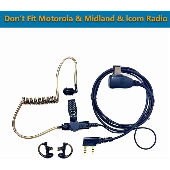 ASIASN-Covert Air Acoustic Tube Earpiece with Mic for Baofeng UV-5R Two Way Radio, Surveillance Headset and PTT Compatible with Walkie Talkies Brands Baofeng,Kenwood, Pxton, Wouxun,Puxing (2 Packs-Bl