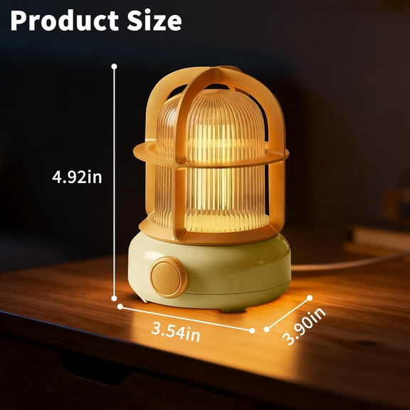 ASIASN-Cute Camping Lantern with Adjustable Dimming & USB-C Charging, Desk Decor for Bedroom, Indoor Outdoor Adventures & Emergency Use Gift, Retro Atmosphere Lamp for Bar (Yellow)