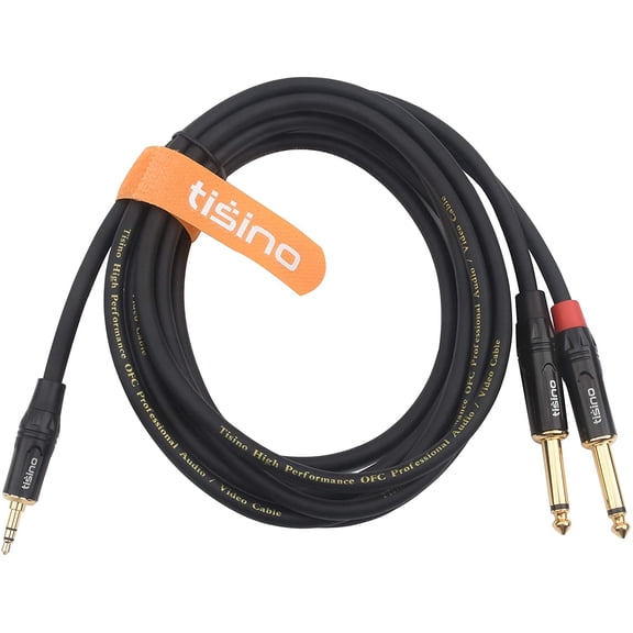 ASIASN-DISINO 1/8 Inch TRS Stereo to Dual 1/4 inch TS Mono Y-Splitter Cable 3.5mm Aux Mini Jack Stereo Breakout Cable Path Cords - 10 feet