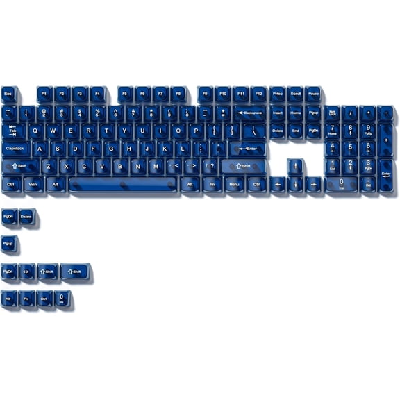 ASIASN-Dark Blue Clear keycaps,Transparent keycaps 75 Percent,Jelly keycap Set,Shine Through Key caps.,MDA Profile Keyboard Key Cap for Mx Switches Mechanical Keyboard