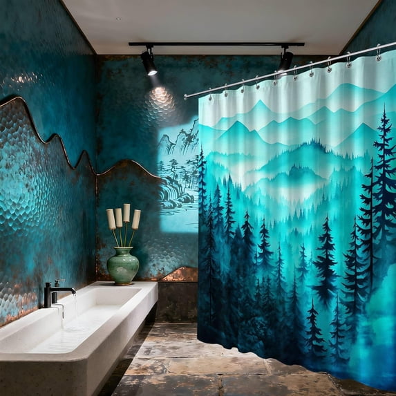 Dark Teal Shower Curtain