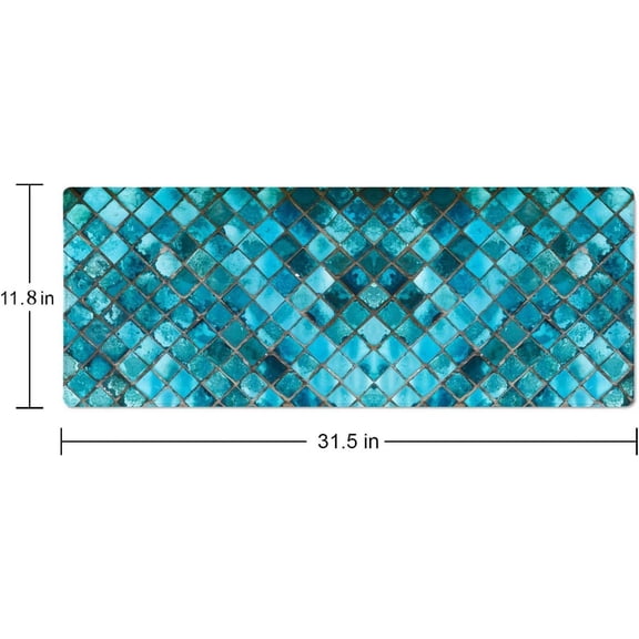 ASIASN-Desk Mat Large Mouse Pad, Turquoise Blue Aesthetic XL Mouse Pad Extended Full Desk Gaming Mousepad XL Long Keyboard Mouse Mat Desk Pad 31.5''X11.8'' Desk Accessories for Women Men