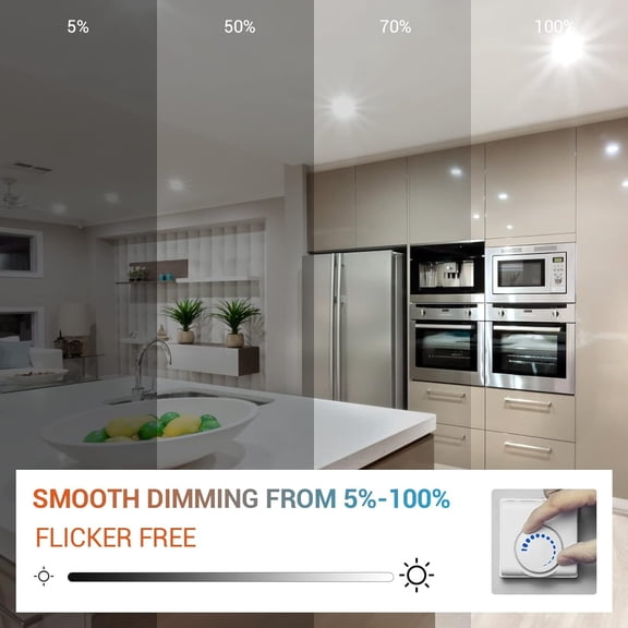 ASIASN-Dimmable MR16 GU10 LED Light Bulbs, 5W 500LM LED Bulbs, 5000K Daylight Lightbulbs for Recessed Track Lighting, 40 Spotlight for Kitchen, Range Hood, Living Room, Bedroom, 6 Pack