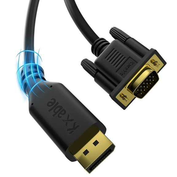 ASIASN-DisplayPort to VGA Cable 20 FT, DP to VGA Adapter Cord, Display Port to VGA Male to Male Converter Cable, Gold-Plated, 1080P@60Hz, For PC, Desktop, Laptop, HDTV, Projector, Monitor, with 25 Ti