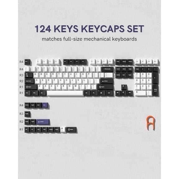 ASIASN-Double Shot PBT Keycaps Set 138 Keys, Cherry Profile Custom Keycaps 60 65 75 100 Percent for 61/64/68/84/87/100/104/108 Retro Gaming Mechanical Keyboard, Black White Blue