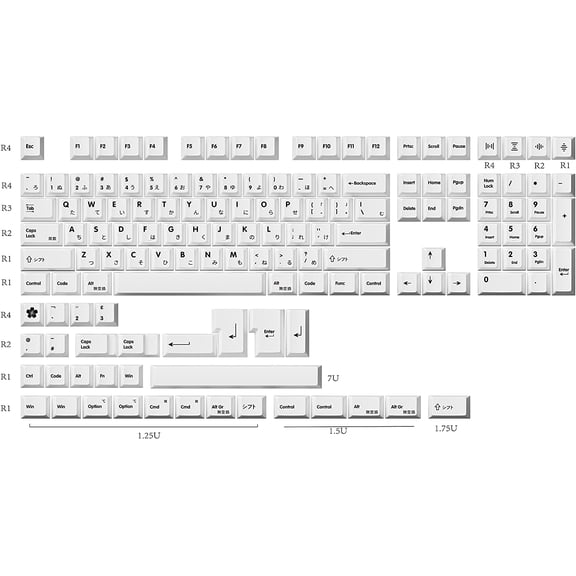 ASIASN-Dye Sublimation Keycaps | Cherry Profile for Custom Merchanical Keyboard | 139 Keys (Katakana)