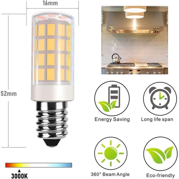 ASIASN-E14 LED Bulb E14 European Base Bulb E14 Cooker Hood Bulb E14 Chandelier Light Bulb 120V Replace Salt lamp,Home Lighting, Kitchens Lighting 4W(40W Halogen Equivalent) 4-Pack(Warm White 3000K)