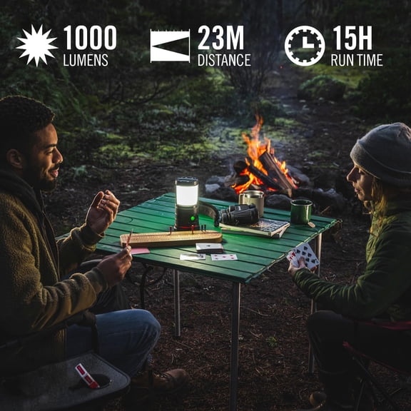 ASIASN-EAL30R 1000 Lumen Rechargeable Emergency Camping Lantern with Warm, Day, Red & Red Flashing Mode, Foldeable Handle, 15 Hours of Runtime