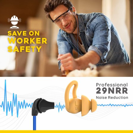 ASIASN-Ear Plug Headphones for Work, Custom-fit Work Earbuds Earphones-Safety Headphones for Construction Industrial