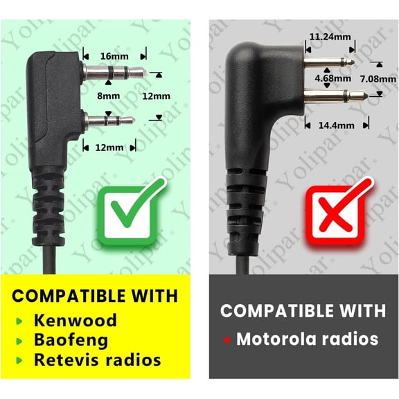 ASIASN-Earpiece Surveillance Kit Compatible with BaoFeng, BTECH, Kenwood Walkie Talkie with PTT Mic Headset Accessories (D-Shaped)