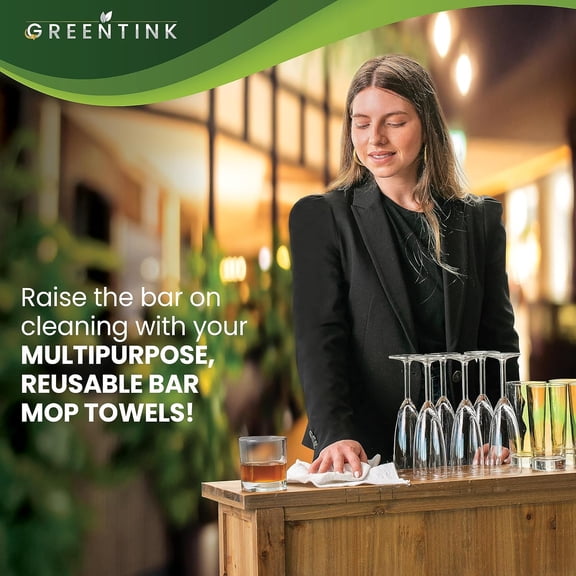 ASIASN-Eco-Friendly Bar Mop Towels Set 24-Pk Multipurpose, Reusable Dish Cloth Made from Recycled Materials Absorbent, Kitchen Towels & Non-Scratch Glass Cleaning Cloth, 12x12 in.