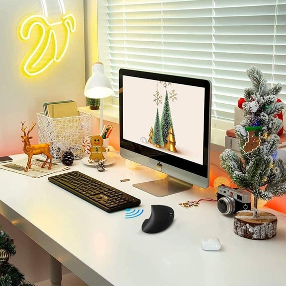 ASIASN-Ergonomic Mouse Wireless,Vertical Mouse Ergo with USB Receiver 6 Buttons 800/1200/1600 Adjustable DPI Computer Mice for Laptop PC(Right Hand,Black)