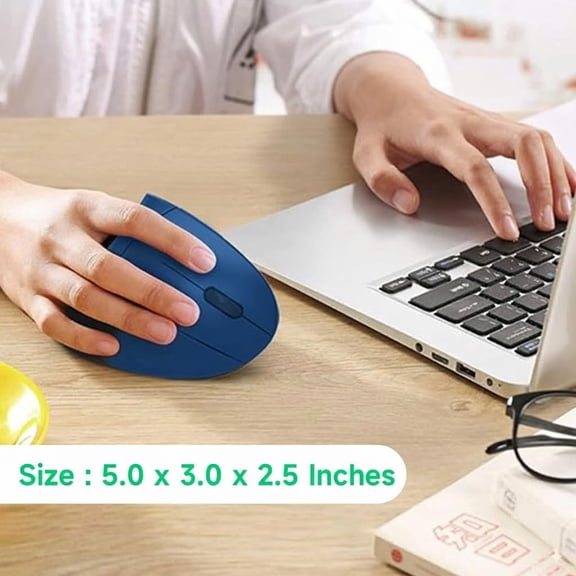 ASIASN-Ergonomic Vertical Wireless Mouse Stylish Rechargeable 2.4G Optical Mice Cordless Mouse with USB Receiver, 800/1200 /1600 DPI, 5 Buttons for Laptop,PC,Mac,Computer (Blue)
