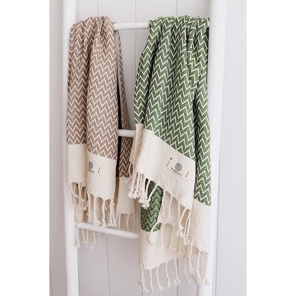 ASIASN-Exclusive Hand Towels Set of 2-18 x 40 Inches - Decorative Bathroom Peshtemal Towel for Hand, Face, Hair, Yoga, Tea, Dishcloth, Kitchen and Bath - 100% Pure Cotton (Biscuit)