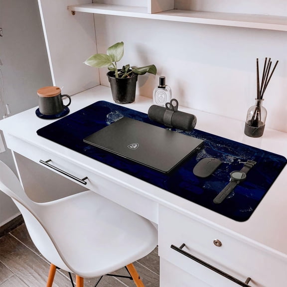 ASIASN-Extended Mouse Pad with Cup Coaster for Computer and Keyboard31.5 X 11.8 inch Gaming Mouse Pad Desk Mat - World Map City Lights