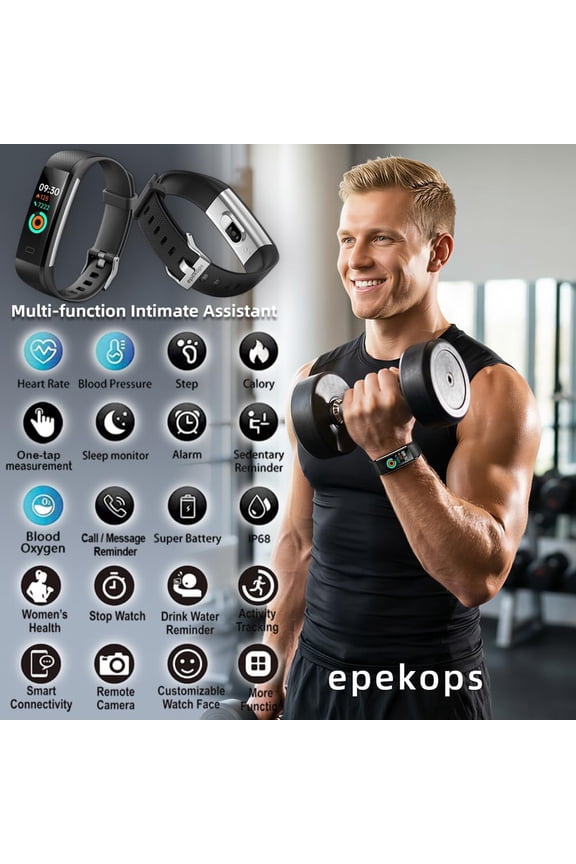 -Fitness Tracker with Heart Rate Monitor/Step Counter/Calories, Activity Tracker Smart Watch Slim Smart Bracelet Sleep Monitor, IP68 Waterproof, Pedometer Health Tracker for Man Women