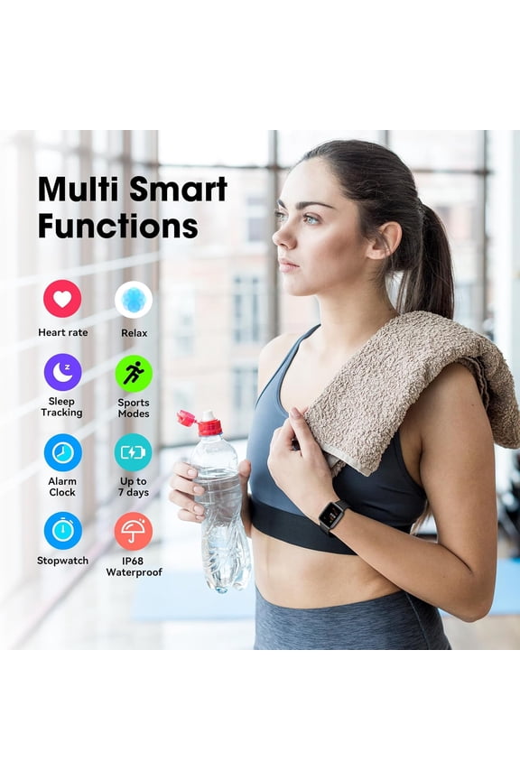 -Fitness Tracker Watch with Heart Rate Monitor, Activity Tracker with Pedometer, Sleep Monitor, Calories & Step Counter, IP68 Waterproof Smart Watches for Women Men Fitness Watch for Sports