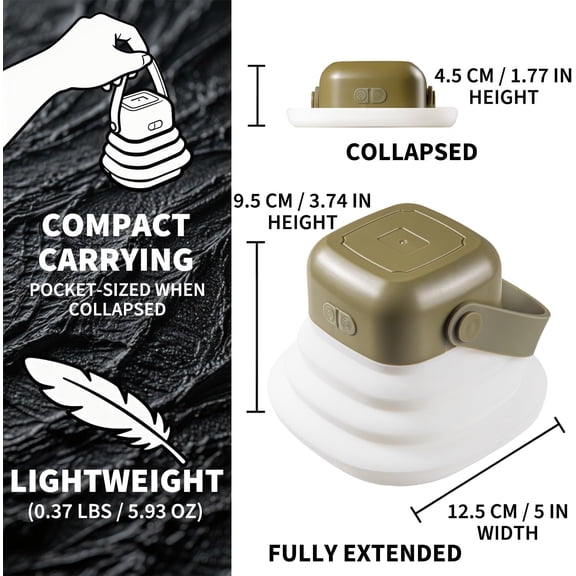 ASIASN-Folding Rechargeable Camping Lantern,Collapsible LED Camping Essentials, Portable USB Lamp for Power OutagesMulticolour Fade Plus 7 Colour Modes, for Tent ,Backpacking Gear