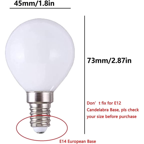 ASIASN-G45 LED Bulb 5W Globe Vanity Light Bulb E14 Candelabra Base 50W Equivalent Warm White 3000K LED Round Light Bulb 500LM for Makeup Mirror Bathroom Home Lighting, 6 Pack