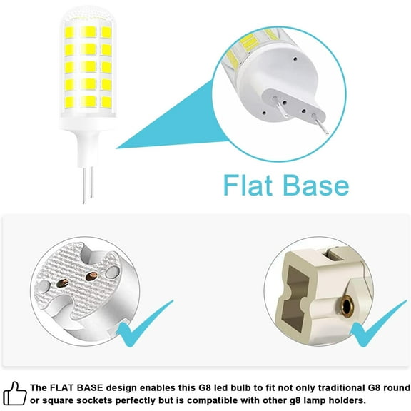 ASIASN-G8 LED Bulb Dimmable,35W-40W Halogen Equivalent,Daylight White 6000K,T4 JCD Type Bi-Pin Flat Base,120V 4W 450LM Light Bulbs for Under Cabinet,Counter Lighting,Under Microwave Light,6-Pack