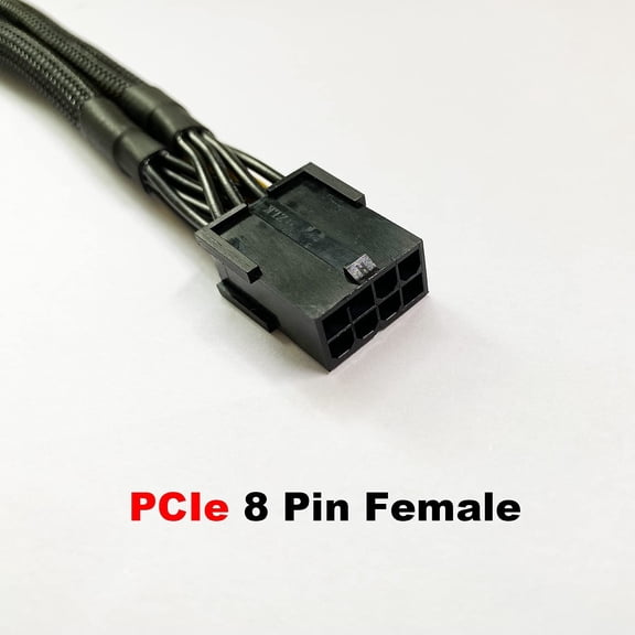 ASIASN-GPU VGA PCI-e 8 Pin Female to Dual 8(6+2) Pin Male PCI Express Adapter Braided Sleeved Splitter Power Cable 8.7 inch/22cm