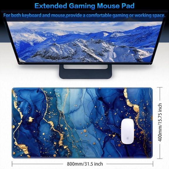 ASIASN-Gaming Mouse Pad, 31.5x15.7inch Large Extended Mousepad Big Computer Desk Mat for Keyboard and Mouse Full Desk Mouse Mat with Non-Slip & Rubber Base