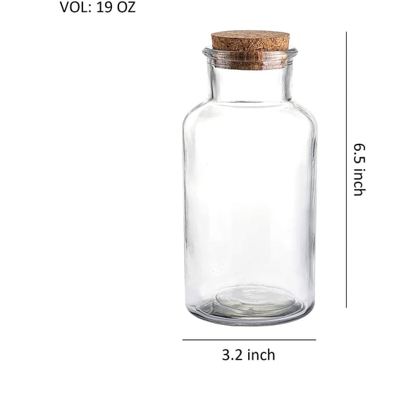 ASIASN-Glass Favor Jar, Glass Storage Jars with Corks for Wedding and Party (18 Ounce)