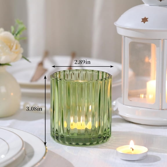 ASIASN-Green Large Votive Candle Holder Set of 8, Tea Lights Candle Holders for Wedding Table Centerpieces, Boho Decor, Home Dinner Birthday Party Decor, Bridal Shower and Holiday Decorations