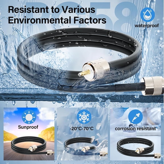 ASIASN-Ham Radio CB Coax Cable 50 Ohm RG8X Coaxial Cable 25 Ft, UHF Male PL-259 Low Loss Digital Coax UHF Jumper Cable for Antenna Analyzer, SWR Meter, HF/VHF, Dummy Load with Ties