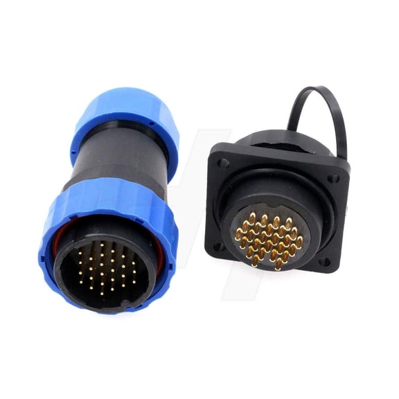 ASIASN-HangTon HE29 26 Pin Power Plastic Connector Outdoor Waterproof IP68 Circular Male Female Wire Plug Panel Socket with 4-Screw (26 pin 5A 250V)