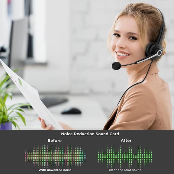 ASIASN-Headset with Microphone for PC Wired Headphones 3.5mm Headsets with Noise-Cancelling Microphone for Laptop - Computer Headphones with Mic in-line Control for Home WANTEK682-3.5