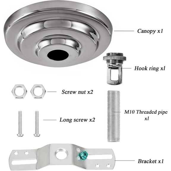 ASIASN-Heavy Duty Light Fixture Canopy Kit 5.3 Inches Diameter & 5.9 Feet Chain Ceiling Mounting Hardware for Pendant Light, Chandelier or Swag Light Fixtures, Chrome