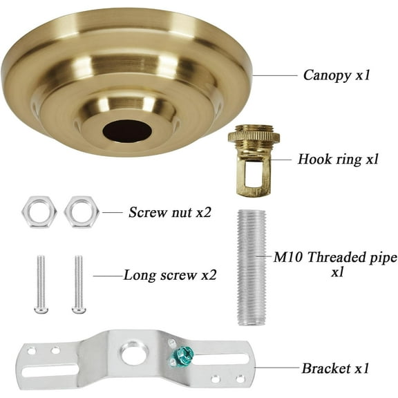 ASIASN-Heavy Duty Light Fixture Canopy Kit 5.3 Inches Diameter & 5.9 Feet Chain Ceiling Mounting Hardware for Pendant Light, Chandelier or Swag Light Fixtures, Brass