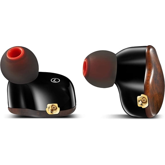 ASIASN-In-Ear Monitors Earbuds Wired Earphone Dual Drivers with MMCX Detachable Cables, Noise-Isolating Comfort Earbud for Musicians Sports Headphone Earphones (Wood Grain)