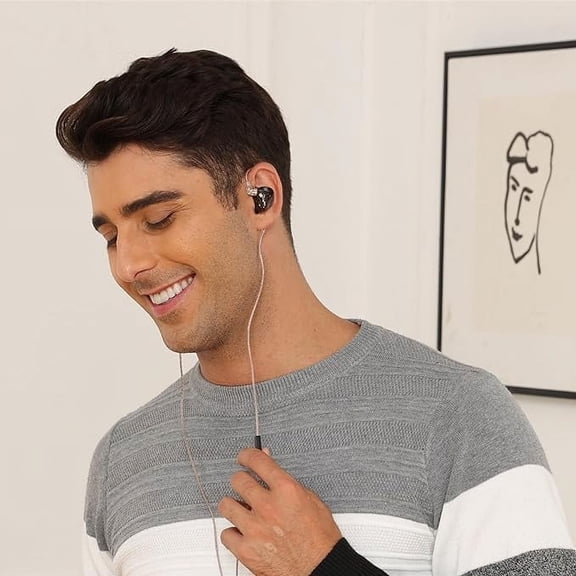 ASIASN-KZ DQS in Ear Monitor Headphones,Dynamic Driver Semi-Open HiFi Bass Earbuds Earphones with Detachable Cable Noise Isolating Earbuds 3.5MM Jack Plug for Smartphones/PC/Laptop/Tablet(Black,Witho