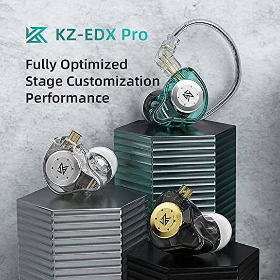 ASIASN-KZ EDX PRO 1DD 10mm Dual Magnetic Dynamic Driver HiFi In-Ear Monitors with Detachable 0.75mm C Pin Cable (No Mic, Cyan)