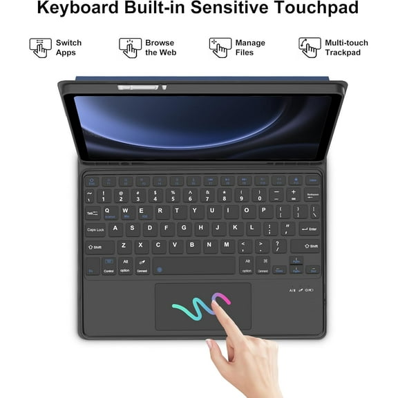 ASIASN-Keyboard Case for Samsung Tablet S10FE/S9FE 10.9 Inch, Touch Keypad for Galaxy Tab S9, Detachable Trackpad for Samsung Galaxy S10FE 5G with Pen Slot Folio Cover for S9 11''/S9FE 10.9'' Tab, Na